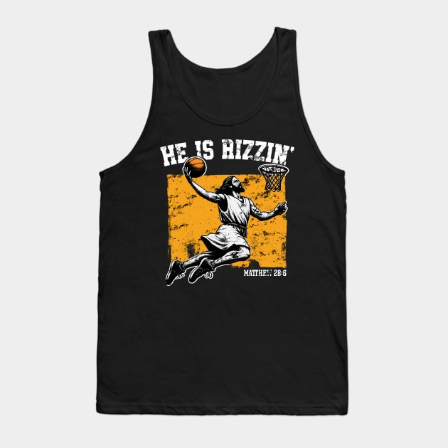 He is Rizzin' Jesus Basketball Tank Top by Emma